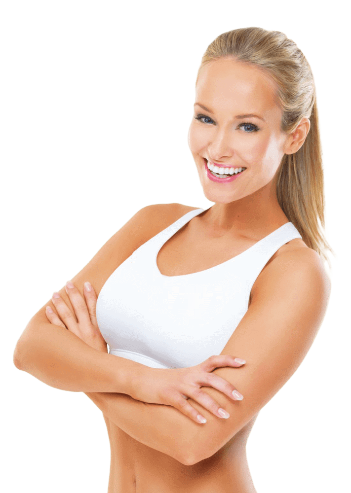 Young blonde lady smiling and posing with arms crossed | Body Sculpting | Wellness Marketplace Spa