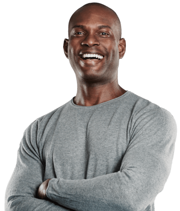 Afro-american man smiling with arms crossed | Body Sculpting | Wellness Marketplace Spa