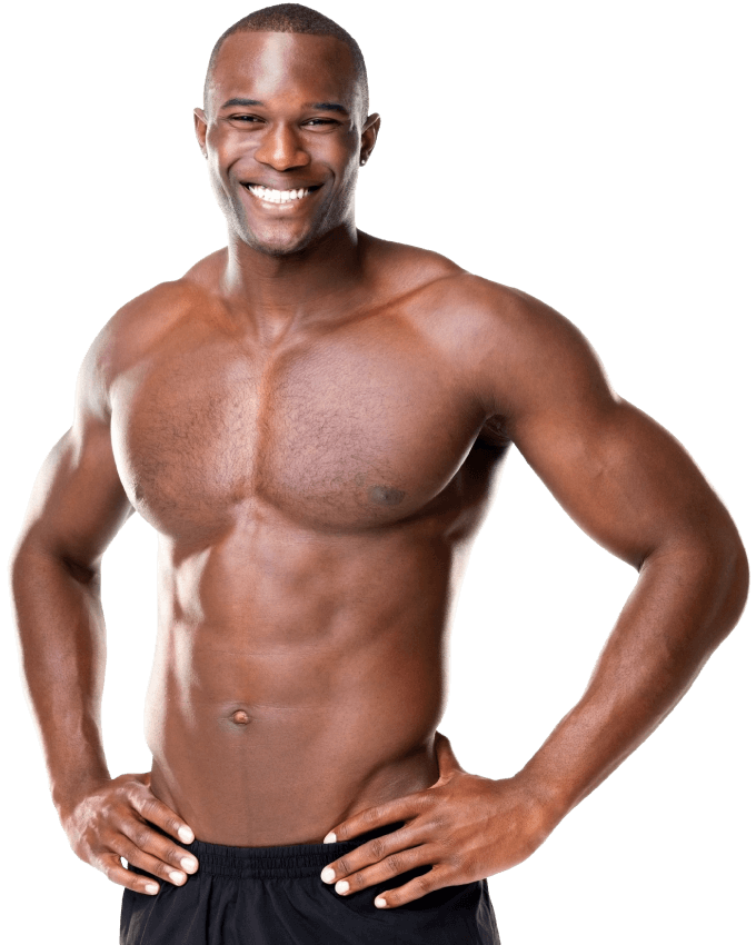 Afro-american man smiling with both hands on the hips | Body Sculpting | Wellness Marketplace Spa