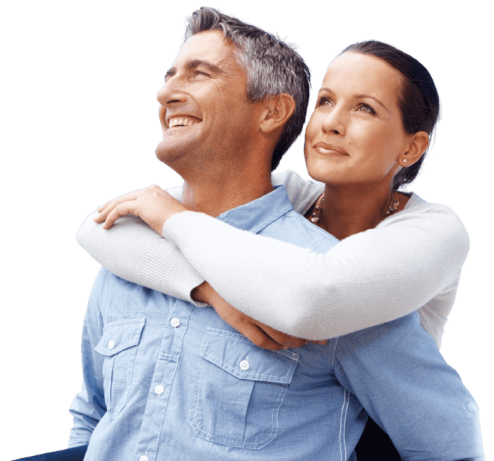 Happy middle-aged couple hugging | Cosmetic Facial | Wellness Marketplace Spa